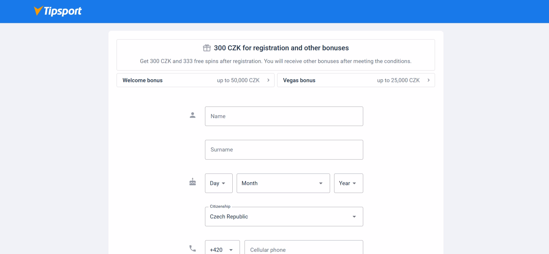 Registration Tipsport