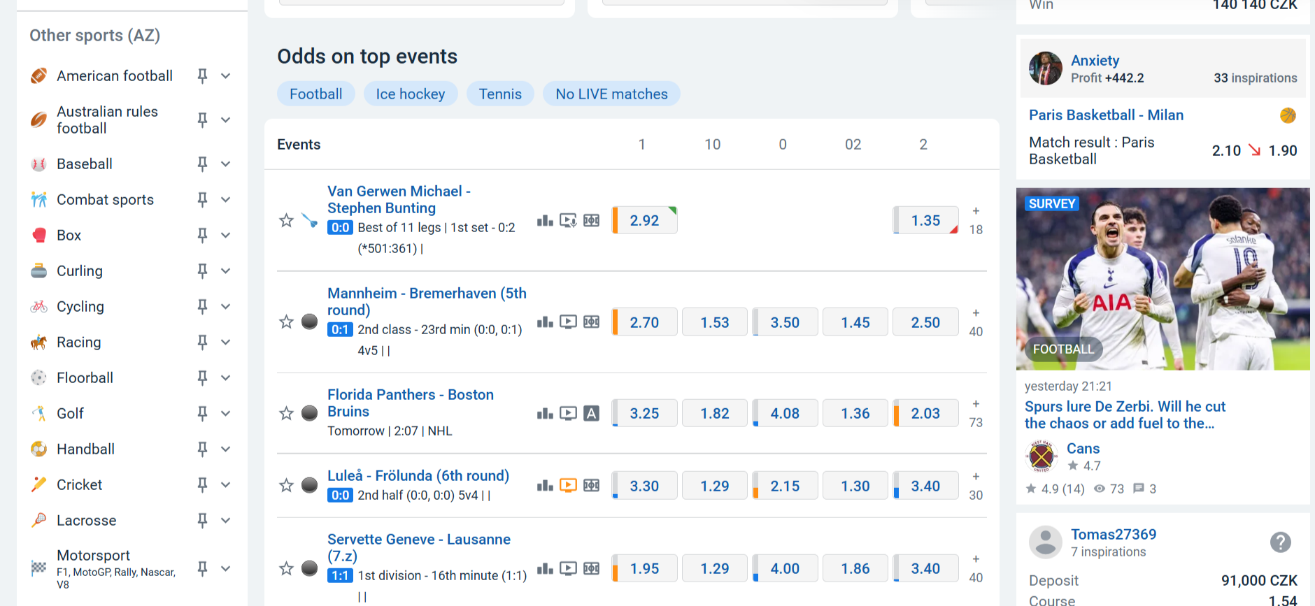 Live Betting Tisport